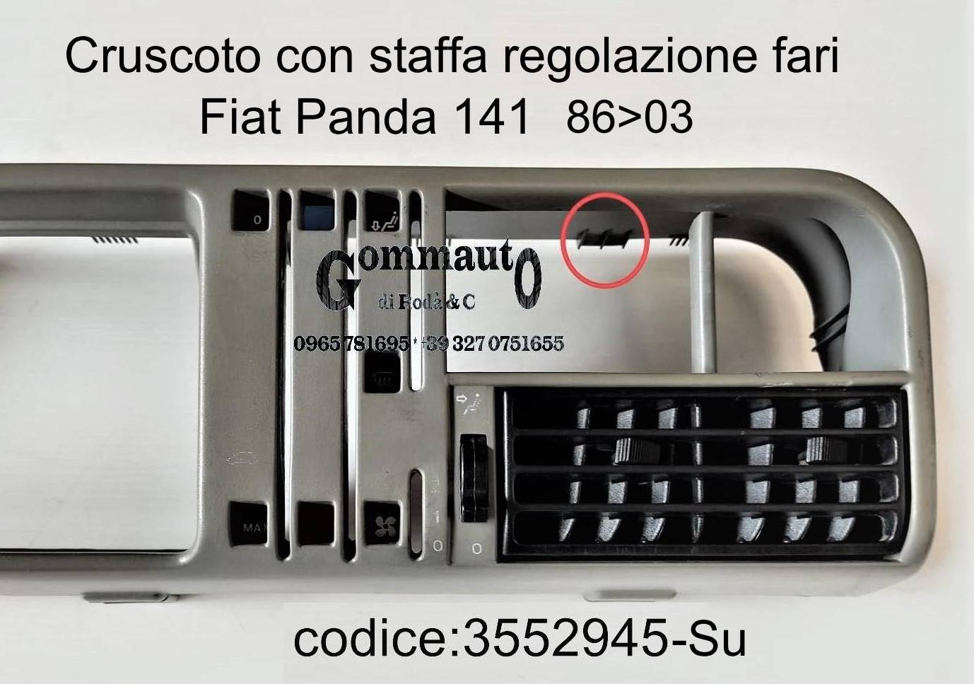 Cruscotto con staffa regolazione assetto fari Fiat Panda 141 86>03 3552945