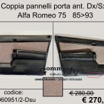 Coppia pannelli porta anteriori Dx/Sx Alfa Romeo 75 85>93