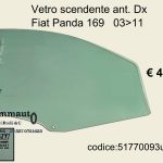 Vetro scendente azzurrato anteriore Dx Fiat Panda 169 03>11  51770093