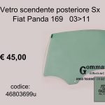 Vetro scendente posteriore Sx Fiat Panda 169 03>11   46803699