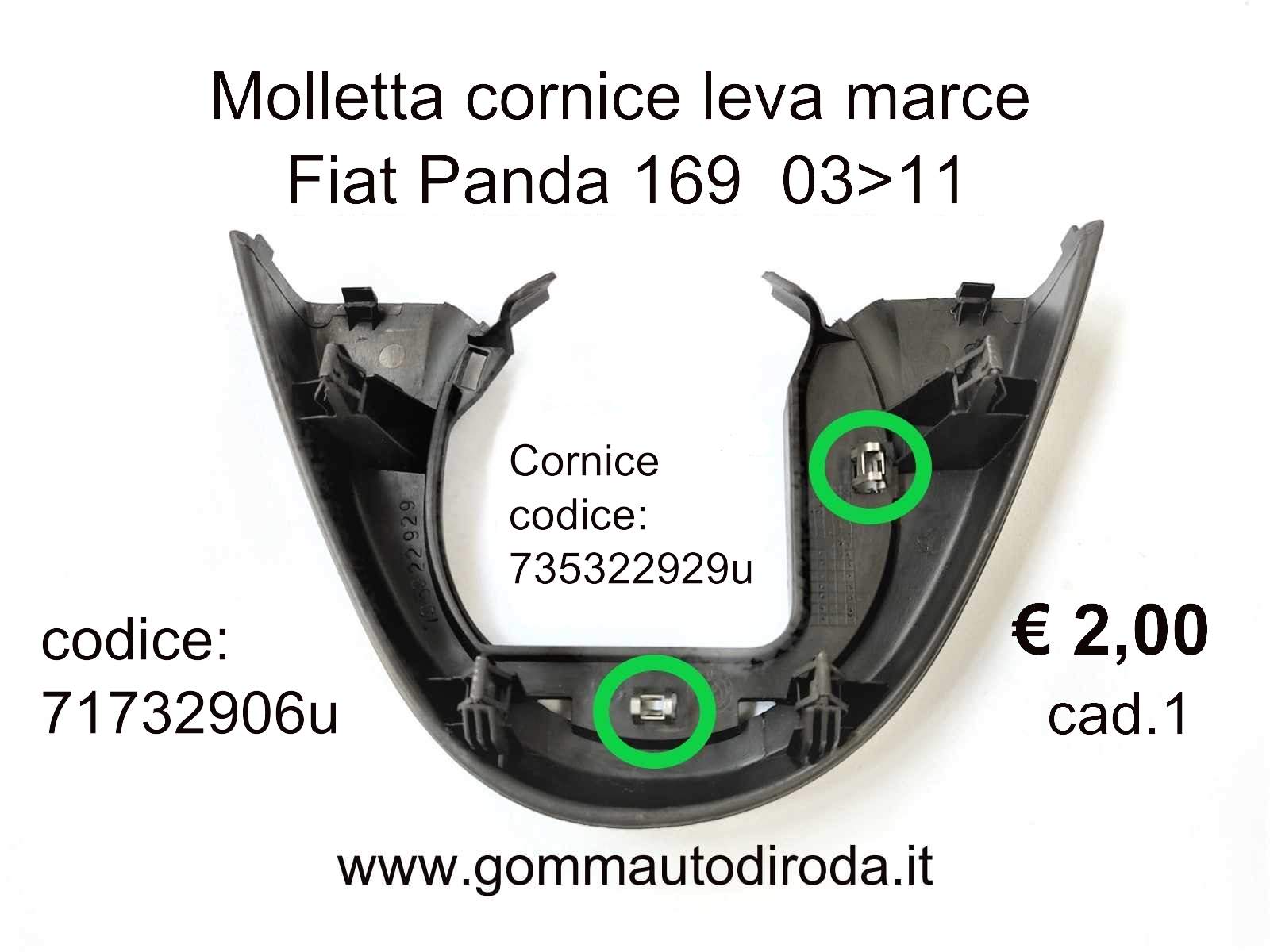 Mollette cornice/mostrina cuffia leva marce Fiat Panda 169 03>11  71732906-735322929-735446092