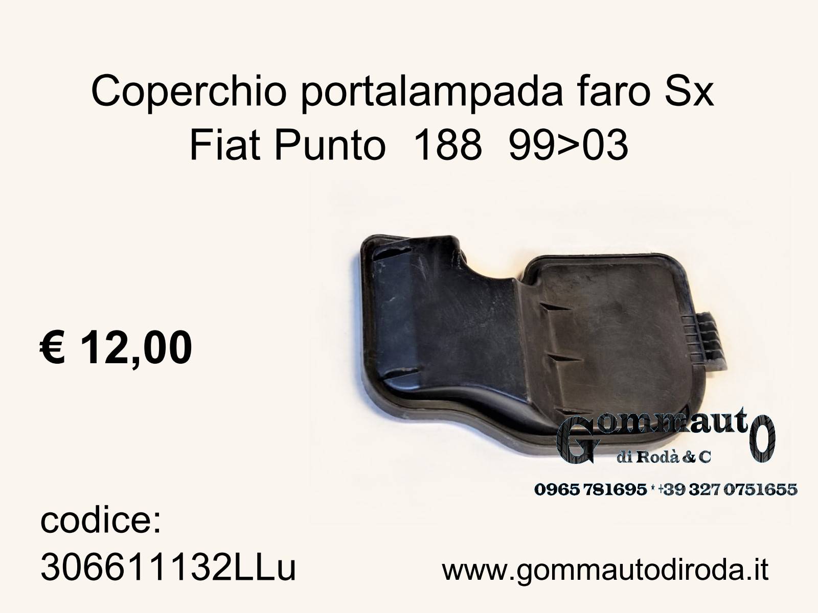 Coperchio portalampada faro Fiat Punto